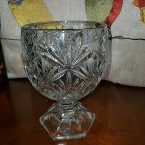 Vintage etched glass wine goblet